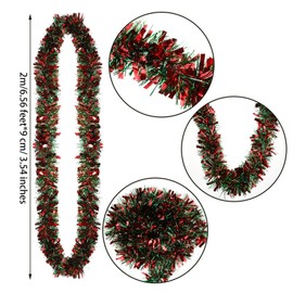 BBTO 6 Pcs 39. 4 Feet Christmas Tinsel Garland Decor for Xmas Tree, Chunky Metallic Glitter Twist Tinsel Wreath for Home Party Hanging Fireplace Indoor Outdoor(Red and Green Mixed)