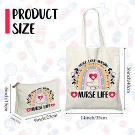 Dylaca Nurse Appreciation Gifts: 2PCS Tote Bag & Makeup Bag Set for Nurse Week, Work, Graduation