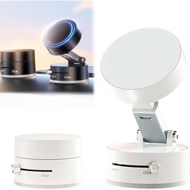 Vacuum Suction Magnetic Phone Holder, Adjustable Vacuum Magnetic Car Phone Holder, Foldable Vacuum Magnetic Cell Phone Holder Stand Suction Phone - Colour: White -1 PACK