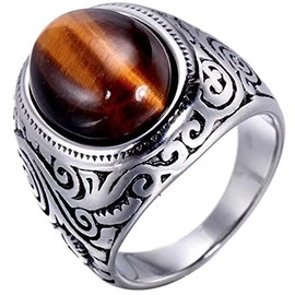 Retro Vintage Stainless Steel Turquoise Onyx Ring, synthetic-resin, Created Turquoise