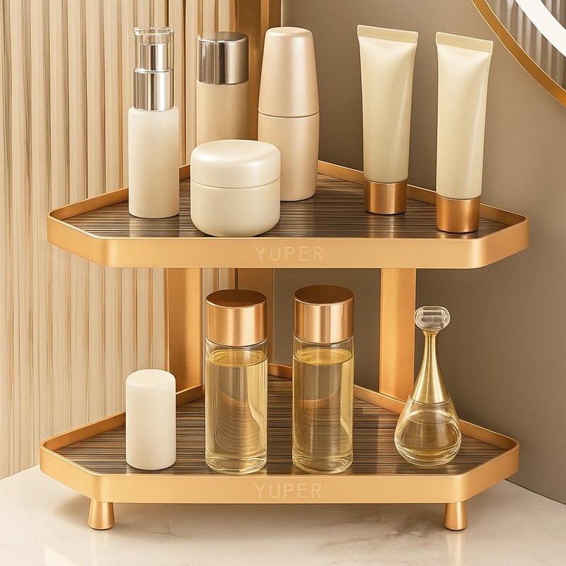 YUPER Bathroom Organizer Countertop, Triangle 2-Tier Bathroom Organizers and Storage,