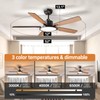 TALOYA 52 Inch Black Ceiling Fans with Lights Led Remote