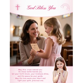 TAGOMEI Cross Bracelet for Girls Baptism Gifts First Communion Confirmation Bless Gifts for Teen Girls Christian Gift for Teenage Girls Daughter Granddaughter Niece Christian Jewelry Jesus Bracelets