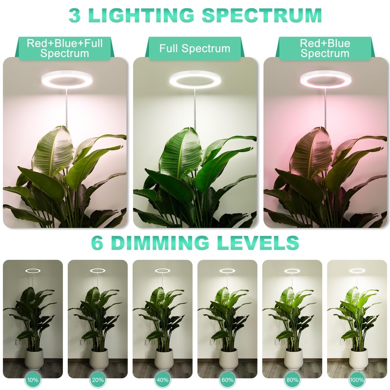 LORDEM 10" Grow Light for Indoor Plants, Full Spectrum Plant