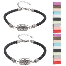 WEBEEDY 2 Styles Essential Oil Diffuser Bracelets with 20 Refill Pads for Women Men, Retro Adjustable Aromatherapy Bracelet with Leather Wristband Aroma Gift for Christmas Mother's Day Birthday