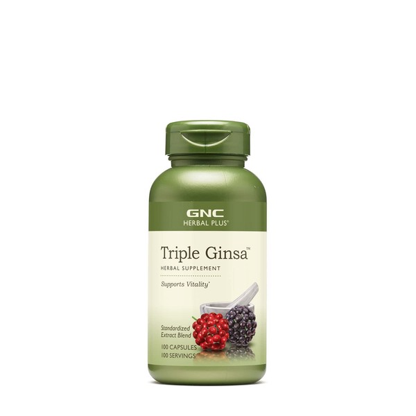 GNC Herbal Plus Triple Ginsa, 100 Capsules, Supports Vitality