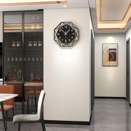 YIJIDECOR Modern Wall Clocks for Living Room Decor 12in Black Wall Clock Silent Non-Ticking Quartz Battery Operated for Office Kitchen Bedroom Bathroom Minimalist Small Clock Decoration Easy to Read