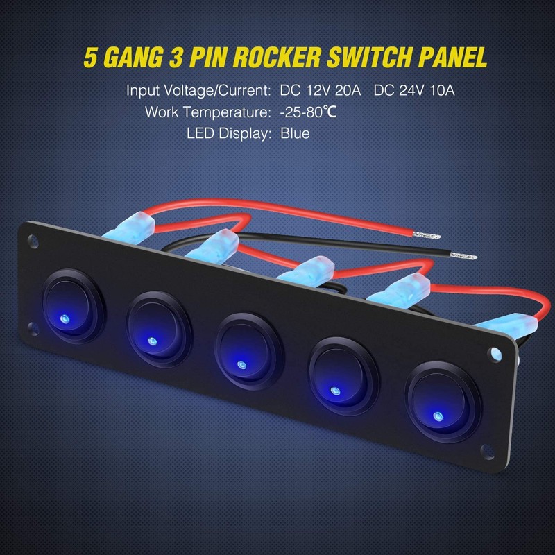 RUNCCI-YUN 12 V/24 V Switch Panel, 5 Gear, Car Toggle