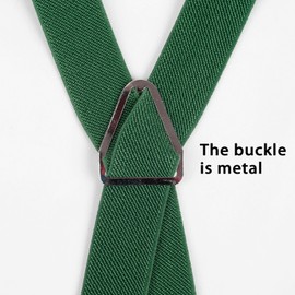 Alizeal Dark Green Elastic and Adjustable Mens Trouser Braces Bow tie Set