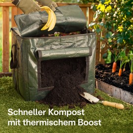 Praknu Thermal Composter Small 85 L Space-Saving - Weatherproof - With Ventilation and Filling Flap - Garden Quick Composter for Kitchen and Garden Waste