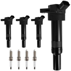 HYR Set of 4 Ignition Coil Pack and Iridium Spark Plugs Fit for 1.8L 2.0L 2012-2016 Hyundai Elantra Tucson Kia Soul Forte L4 Replaces UF651