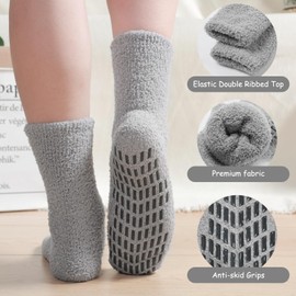 ILovDaisy 5 Pairs of Cuddly Socks Winter Socks Men Women Warm Stopper Socks Thermal Socks Fluffy Socks for Men Thick Bed Socks Christmas Socks Non-Slip House Socks with Nubs 39-45, Series 3