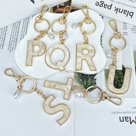 Unistybag Initial Keychain for Women Stainless Steel Gold Letter A-Z Keykhains Alphabet Novelty-key chain Bag Charms Purse Charms for Handbags