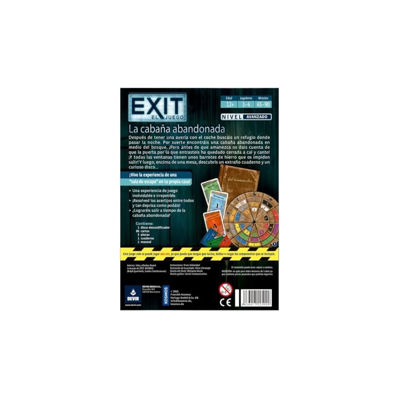 Exit: La Cabaña Abandonada, Exit1, Juego de Mesa, Devir
