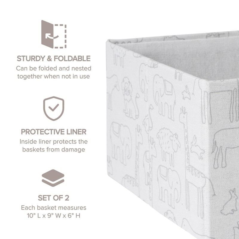 RGI Home Decorative Storage Bins, Set of 2 Rectangular Greyboard