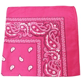 Mechaly Pack of 120 Paisley Cotton Bandanas - Bulk Wholesale (Hot Pink)