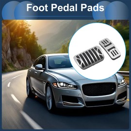 PARSLUCK 2 Pcs Automatic Foot Pedal Pads Foot Accelerator Pedal Covers for Jaguar XF XJ 2013-2016 Stainless Steel Silver Tone