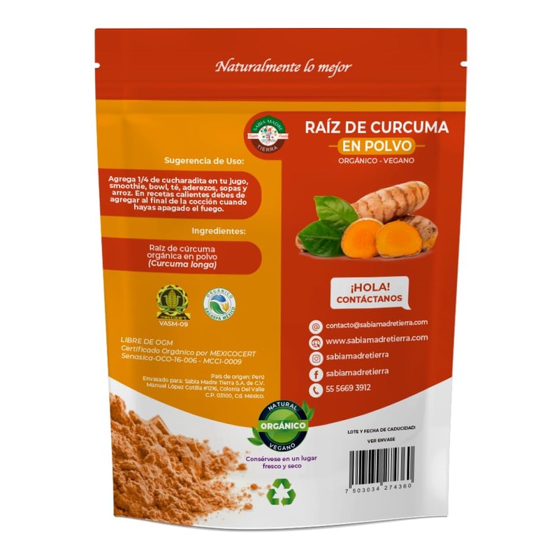 SABIA MADRE TIERRA - Cúrcuma Orgánica 250g- ANTIOXIDANTES