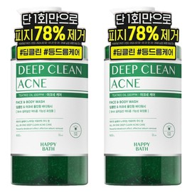 Happy Bath Deep Clean Tea Tree Acne Care All-in-One Body Wash Aromatic Woody Scent, 900g, 2 Pieces / 해피바스 딥클린 티트리 아크네 케어 올인원 바디워시 아로마틱 우디 향, 900g, 2개