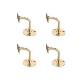 Infinity Decor Pack of 4 Traditional Handrail Brackets Polished Brass – Heavy Duty Wall Mounted Support Holds Banister Staircase and Railings
