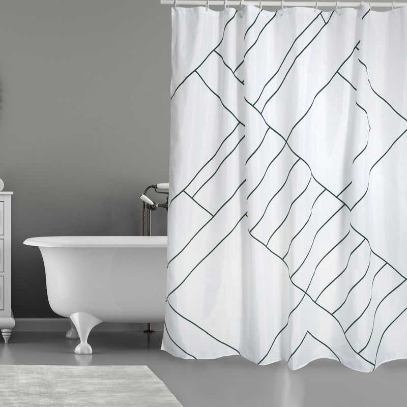 MSV Anti-Mould Shower Curtain - Anti-Bacterial, Washable, Waterproof, with 12