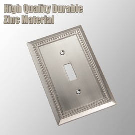 Henne Bery Sunken Pearls Heavy Duty Decorative Wall Plate Switch Plate Outlet Cover (Single Toggle, 2 Pack, Satin Nickel)