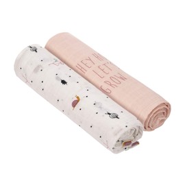 LÄSSIG Heavenly Soft Baby Swaddling Blanket, Swaddling Cloth, Muslin Cloth, Set of 2, Cotton, 120 x 120 cm / Heavenly Soft Swaddle XL, Garden Explorer Snail
