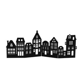 Spetebo Decorative Wooden Skyline Foldable 50 x 22 cm - Black - Christmas City Silhouette for Table Decoration - Christmas Decoration Table Decoration for Christmas City House Line