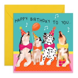CENTRAL 23 Birthday Card Wife Husband - Singing Dogs - Birthday Card Mum Dad - Birthday Gift Girlfriend Boyfriend - Women Men Birthday Card - Son Daughter- Comes With Stickers