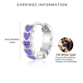 VYYU Silver Earrings for Women Girls, Heart Hoop Earrings with Cute Purple Heart, Hypoallergenic Earrings Huggie Hoops | Sleeper Earrings Jewellery Gifts Christmas Birthday Wedding Gifts