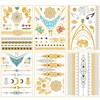 Metallic Gold Henna Temporary Tattoos 80+ Mandala Tattoos Flowers, Mandalas,