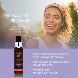 APIVITA Eye Makeup Remover - Gentle, Soothing Cleansing Lotion with Honey, Propolis & Chamomile - Soothing Facial Cleanser. Removes Even Waterproof Makeup & Hydrates the Eye Area, 3.38 Fl Oz