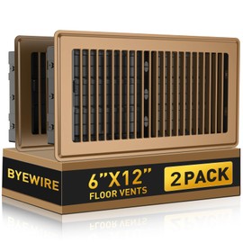 6x12 Floor Register, Heavy Duty Steel Walkable Floor Vents Covers, Adjustable Air Supply Lever Register Vent Cover for Home Floor and Wall, Fits 12x6 and 6x12 Duct Opening, 2 Pack, Brown