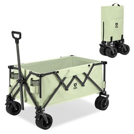 Black Taurus Premium Camping Trolley – Heavy Duty Collapsible Wagon Cart with Big All-Terrain Wheels, Folding Utility Wagon for Camping, Beach, Sports & Travel - Portable Foldable Trolley 176 lbs