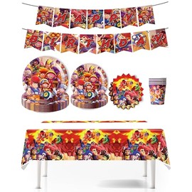 Cartoon Party Tableware Set, Brawl Children's Birthday Party Paper Plates Set, Children's Birthday Paper Plates Set for Parties, Christening Birthday Party (Orange)