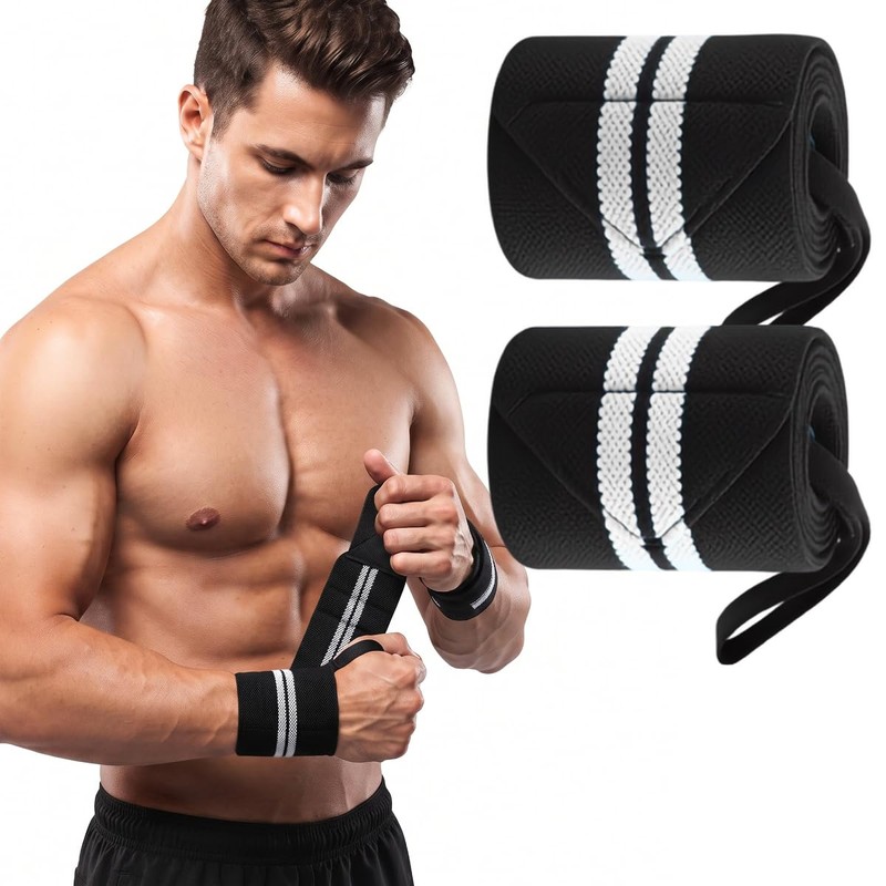 1 Par de Muñequeras Elásticas para Gym y Crossfit Negro