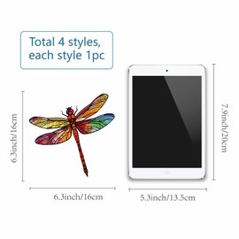 GORGECRAFT 4 Styles Dragonfly Window Stickers 16x16cm Round Anti-Collision Static Sliding Door Decals Reusable Glass Vinyl Alert Film Clings for Prevent Stop Birds Dog Pets Strikes Home Decor