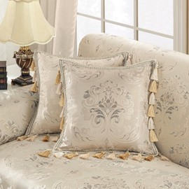 TOPLUXE Cushion Cover, 45 x 45 cm, Decorative Cushion Cover, Jacquard Cushion Cover with Zip, Decorative Cushion Cover, Sofa Cushion, Couch Cushion for Sofa, Bedroom, Living Room, 1 Piece (Beige)