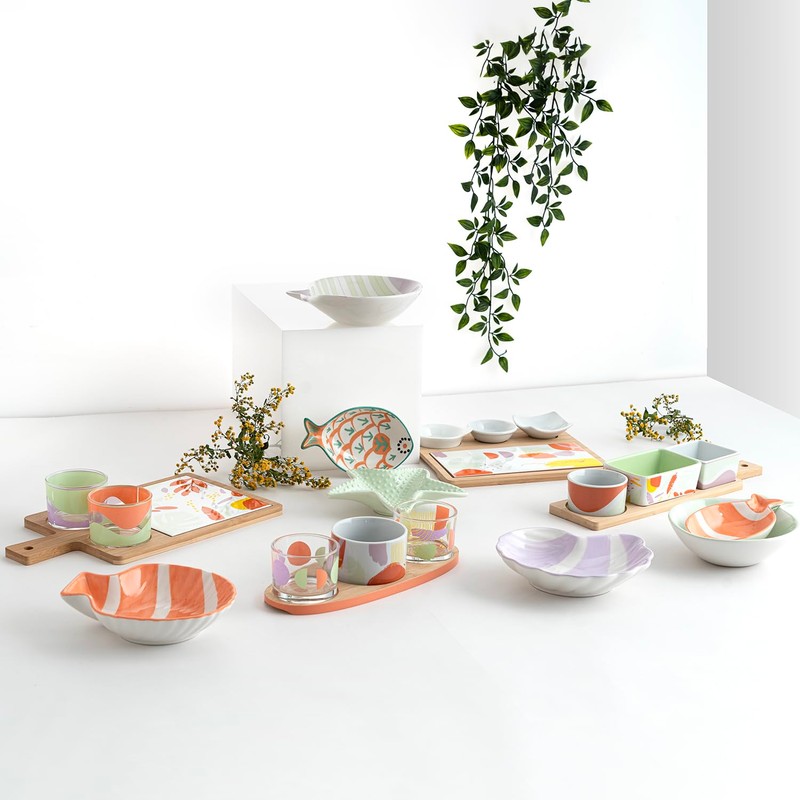 Quid Kaleido Bamboo Ceramic Snack Board, 23 x 19.5 x