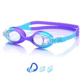 CSILOVEE Swimming Goggles, Children, Swim Goggles, Swimming Goggles, 3-14 Years Old, Water Glasses, UV Protection, Anti-Fog, UV Protection, Leak Proof, Lightweight, Clear, Adjustable Belt, Easy
