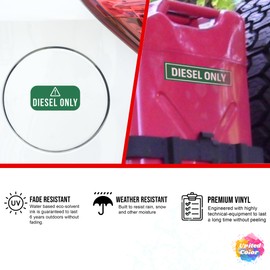 United by Color Diesel Only Sticker 6 Pack - Strong Adhesive Waterproof Diesel Stickers for Fuel Tank - No Fade, Used for Truck, Car etc