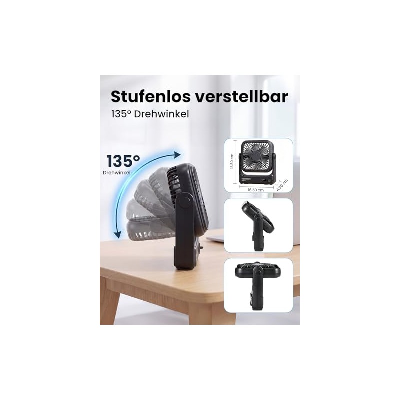 WOWDSGN Table Fan USB with Power Base & LED Display,