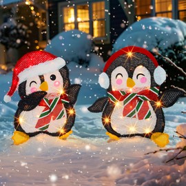 Dazzle Bright Christmas Decorations Outdoor, Set of 2 Lighted Penguins with 50 Lights, Light Up Xmas Decor for Indoor Outdoor Festive Holiday Garden Yard Lawn Patio