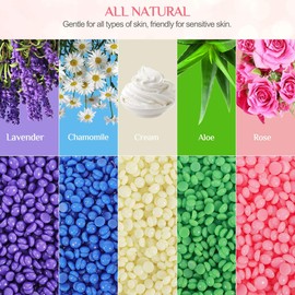 Hair Removal Wax Beads, Nivlan Premium Wax Hair Removal Set with 5 Bags of Wax Beads and 30 Wooden Sticks for Brazilian, Bikini, Armpit, Legs, Face, Large Refill Beads for Wax Warmers at Home