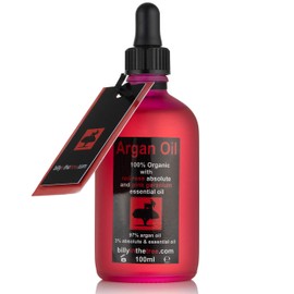 Pure Argan Oil with Red Rose Absolute and Pink Geranium Essential Oil.100% Organic. 100ml. For Face, Body, Hair.