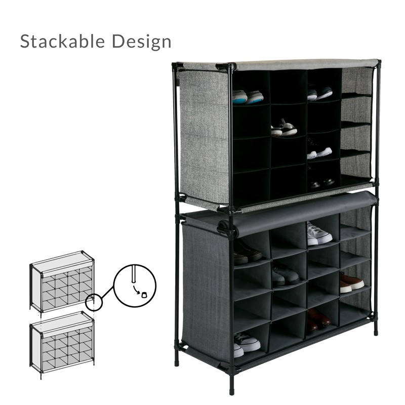 Simplify Shoe Cubby, 16 Compartment, Grey (23200-GREY)