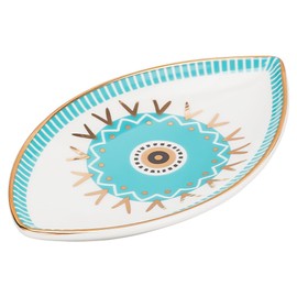 NBEADS Evil Eye Ceramic Jewelry Tray, Modern Boho Trinket Dish Ceramic Ring Earring Holder Decorative Trinket Plate for Rings Necklaces Earring Jewelry Watch Keys, 3.62x6.06x0.79 Inch Light Sky Blue