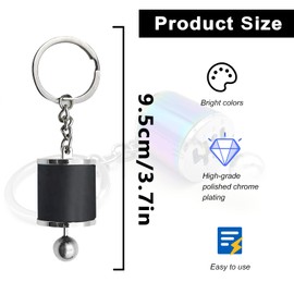 stymart Shifter Gear Keychain, 6 Speed Gear Box Shifter Keychain Key chain Ring, Mini Car Gear Shift Stick Knob Keyring, Car Key Fob Keychain Accessories(Black)