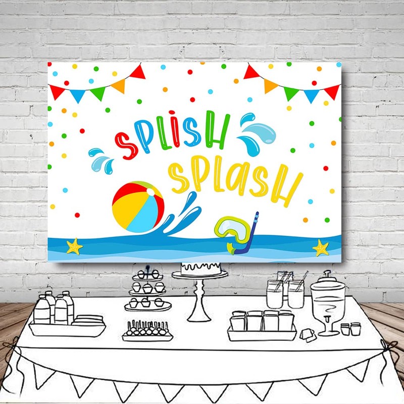 MEHOFOND 7x5ft Beach Ball Birthday Backdrop Summer Pool Party Splish