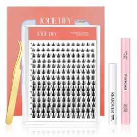 Jolietify DIY Lash Extension Kit, Cluster Lashes, 8-16mm Faux Mink, Soft & Fluffy Waterproof Bond & Seal, Eyelash Remover, Eyelash Tweezers, Reusable, Natural Look Volume Easy to Apply for Beginners